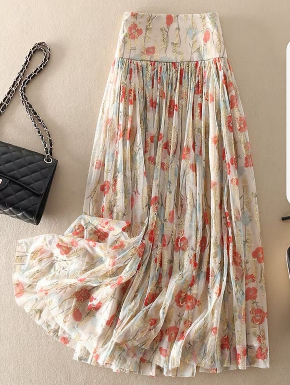 Womens Fitted Floral Femine Romantic Cottagecore Tulle Skirt. Size XL